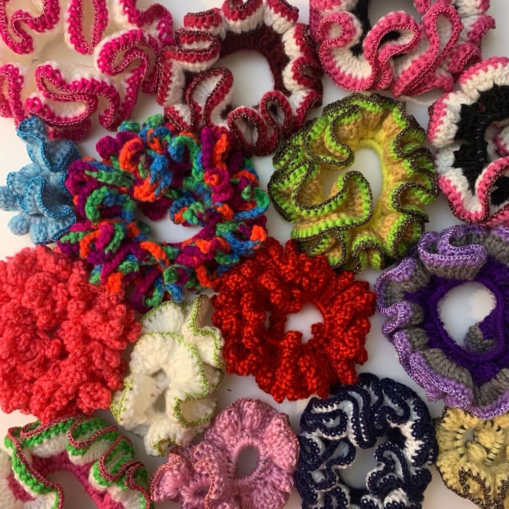 Handmade crochet scrunchies